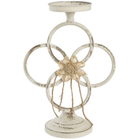 DKD Home Decor Bougeoir métal blanc 24x13x34 cm (1/3)