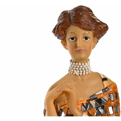 Figurine Ménine Avec Jupe Papillon En Résine Argentée - Dimensions 20x11x23cm, Décoration élégante