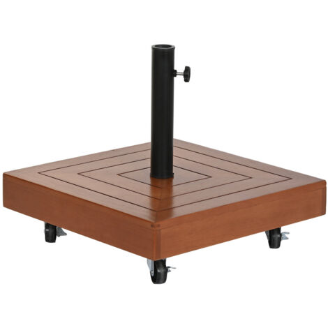 Pied de parasol en eucalyptus et granit – Dimensions 48 x 48 x 39 cm – Poids 40 kg pour résistance au vent et intempéries – Dkd Home Decor