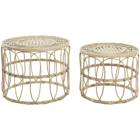 Table Auxiliaire Set 2 Rotin 50X50X41,5 Naturel (1/4)