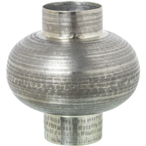 Vase En Aluminium Sculpté Argent Vieilli °26X26 Cm (1/5)