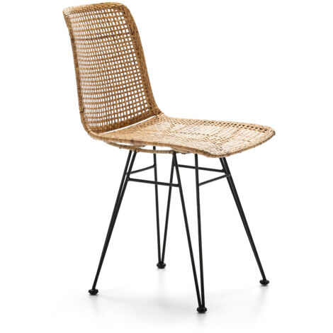 Chaise 55x43x84 Métal noir/Osier naturel (1/5)