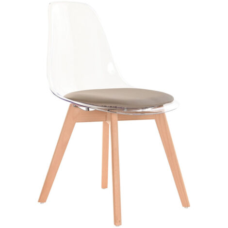 DKD Home Decor Chaise de Salle à Manger Beige Bois Polycarbonate (1/5)