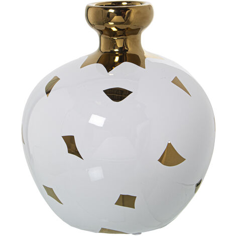 Vase Céramique Blanc/Or °20X23 Cm (1/2)