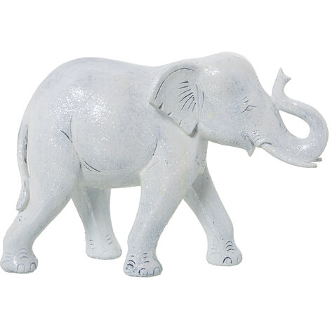 Figurine en résine éléphant blanc vieilli 29x11x20 cm