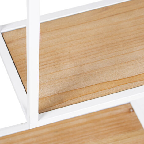 Etagère murale métal blanc/étagères bois Dm 70X15X70 Cm