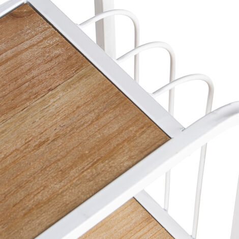 Etagère murale métal blanc/étagères bois Dm 70X15X70 Cm