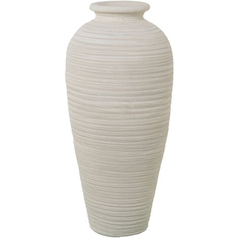 Vase Céramique 60 Cm Ondulé Blanc Mat °28X60 Cm