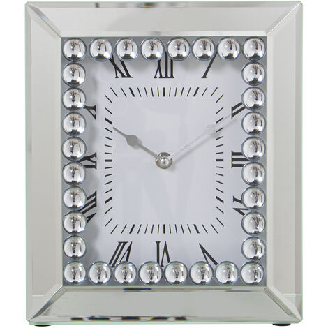 Horloge de table miroir avec diamants, batterie : 1Xaa non incluse 22 x 6 x 26 cm, sphère : 16 x 20 cm. (1/5)