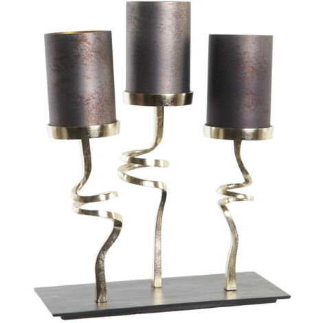 DKD Home Decor Bougeoir Verre Aluminium Gris Doré