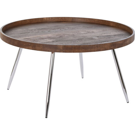 DKD Home Decor Table d'appoint Marrone Argentato 78x78x41.5 cm (1/4)