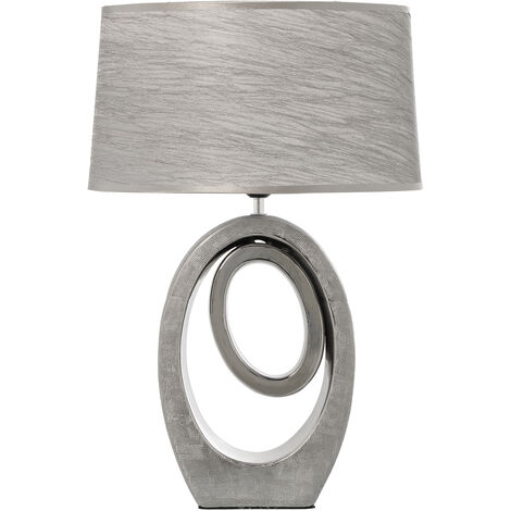 Lampe de Table en Céramique Argentée+57230-1Xe27-Max.40W 38X24X57 Cm Ampoule Non Incluse