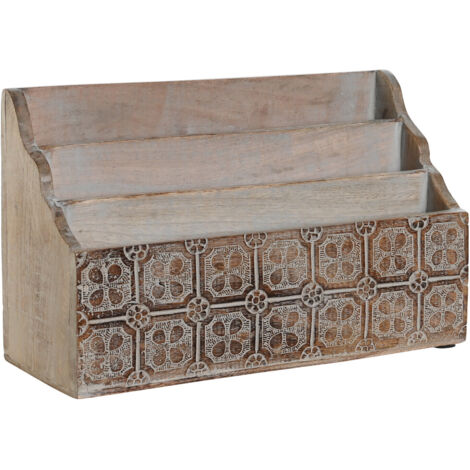 DKD Home Decor Organisateur polyvalent blanc naturel 32x13x21 cm (1/4)