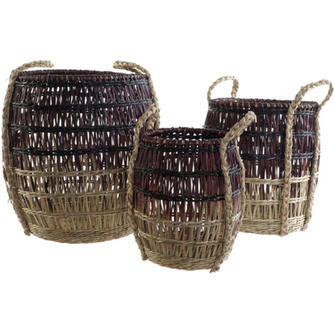 DKD Home Decor Set de basket Tropical naturel lila 3 pièces (1/4)
