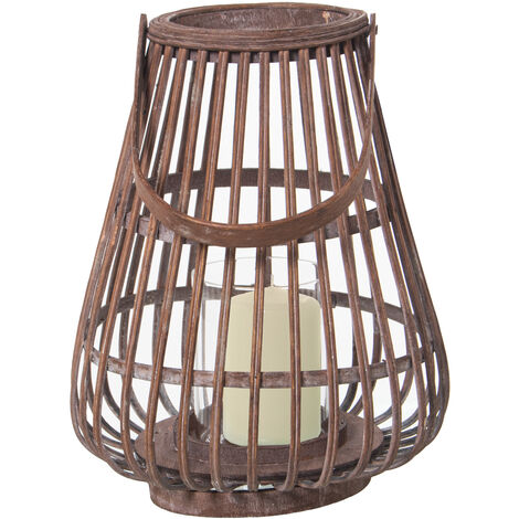 Lanterne Bougie Osier C/Poignée °21X27 Cm