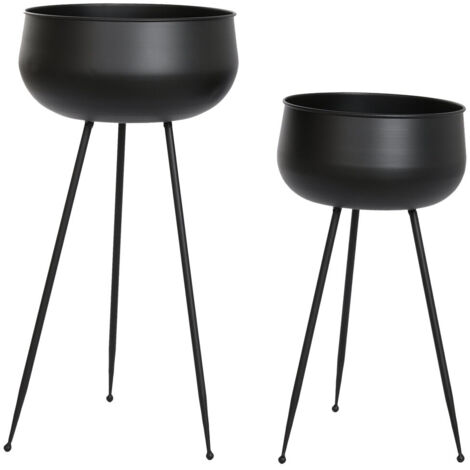 DKD Home Decor Set de Maceteros Métal Noir 70 cm (1/3)