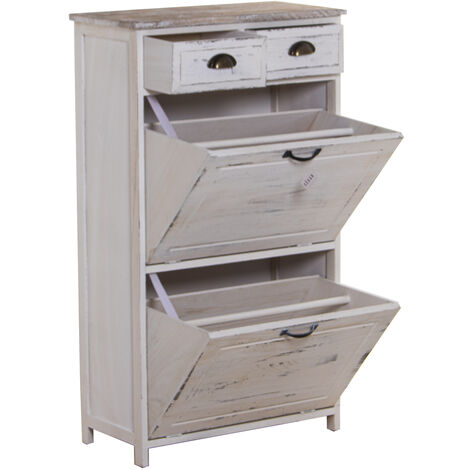 Commode Bois Avec 2 Portes En Rotin Et 1 Tiroir - 60 X 40 X 101 Cm