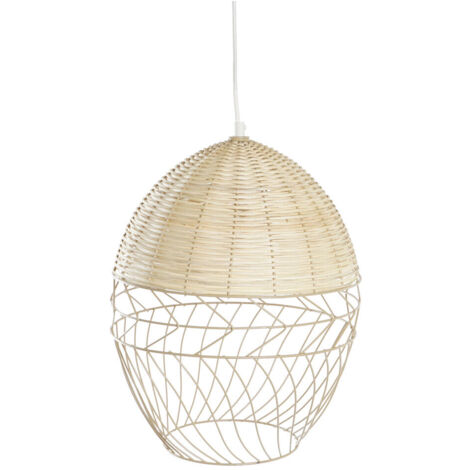 DKD Home Decor Suspension Métal Blanc Marron Clair Rotin 50 W (1/4)