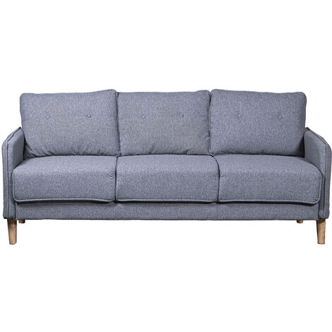 Canapé 3 places en polyester gris avec pieds en bois d'hévéa 189 x 75 x 86 cm, hauteur d'assise : 46 cm. (1/5)