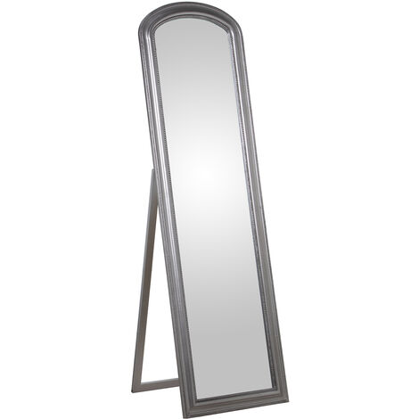 Miroir mural en bois d'eucalyptus argenté 50x2,5x170 cm, Int:36,5x157 cm (1/5)