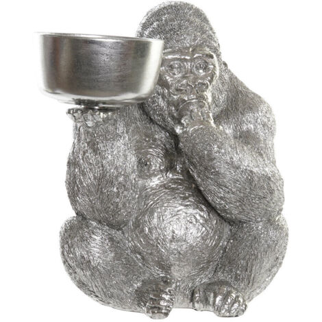 DKD Home Decor Figurine Gorille Argenté en Résine 32x26,5x36 cm