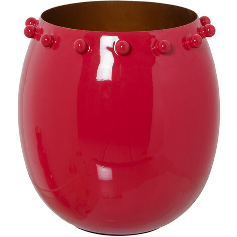 Bougeoir en métal émaillé rouge °20X22 Cm (1/5)