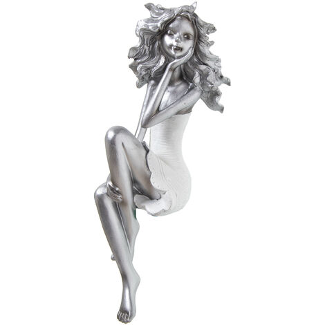 Figurine en résine fille assise argentée 10X12X37 Cm (1/5)
