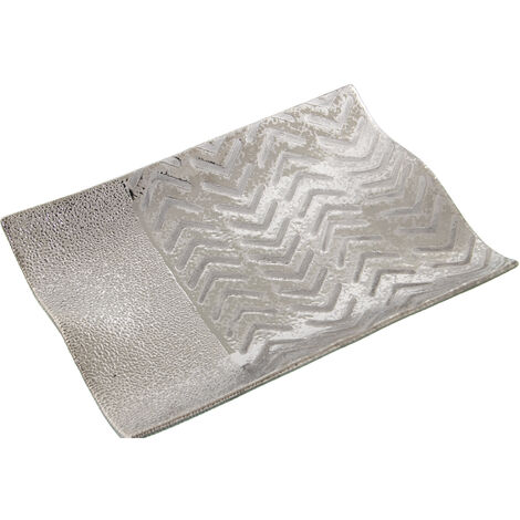Centre Rectangulaire Céramique Argentée 32,5X24X4 Cm (1/3)