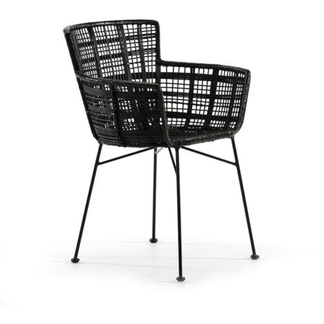 Chaise 55x62x80 Métal Noir/Osier Noir (1/5)
