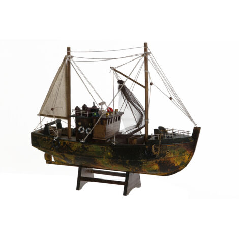 Bateau Bois 40X13X35 Vert (1/5)
