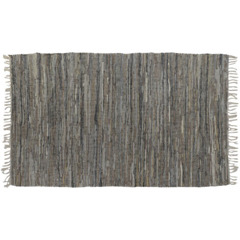 DKD Home Decor Coton Cuir Indien Tapis Gris 200x290 cm (1/4)