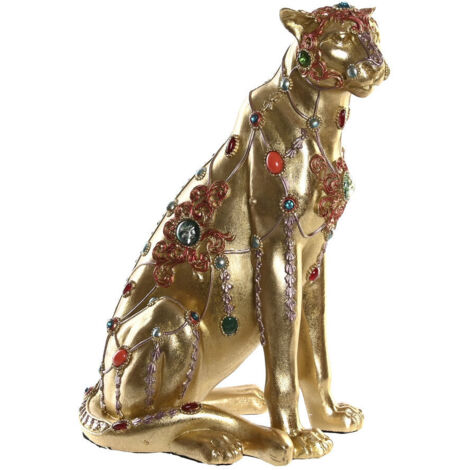 DKD Home Decor Léopard Résine Doré Colonial 25,5x17x33 cm (1/4)
