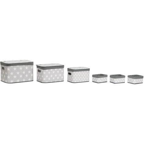 fh-deco DKD Home Decor Set de Basket blanc gris design étoiles (1/5)