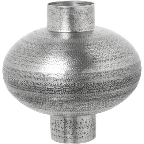 Vase En Aluminium Sculpté Argent Vieilli °33X33 Cm (1/4)