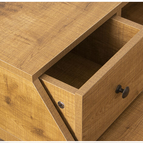 Bureau avec 2 tiroirs en bois, pieds en métal noir 100x57x93 cm, hauteur des pieds : 72 cm