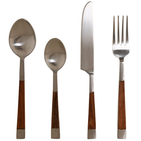 Couverts Set 16 Inox Acacia 4,5X2X20 Naturel
