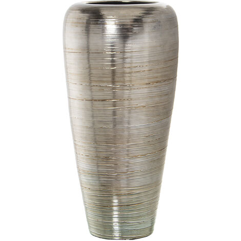 Vase Céramique Argenté 93 Cm °40X93 Cm, Bouche:°25 Cm
