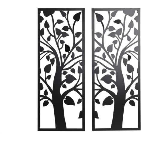 DKD Home Decor Décoration Murale Arbre Métal Noir 2 pièces (1/3)