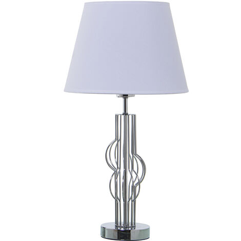 Lampe de Table en Métal Argenté+92205, 1Xe27,Max.40W Non In °30X57 Cm, Base:°12X38 Cm (1/5)