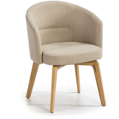 Chaise 61x59x78 Bois Naturel/Tissu Beige (1/4)