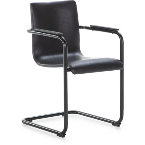 Chaise 50x50x84 Métal Noir/Simili Cuir Noir (1/4)