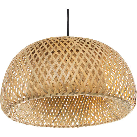 Plafonnier Bambou 1Xe27 Max60W, Non Inclus °38X20 Cm, Câble Noir 75 Cm (1/5)