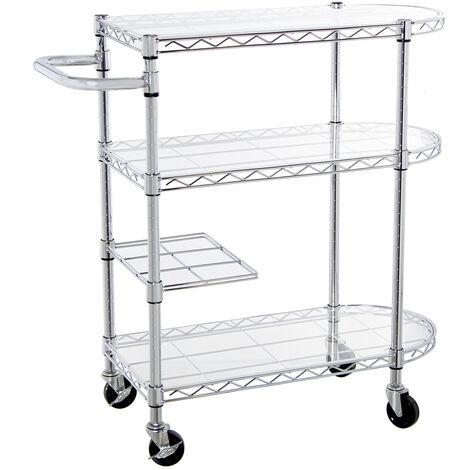 Table de Serveuse Métal/Méthacrylate 3 Etagères 92X92X36 Cm (1/5)