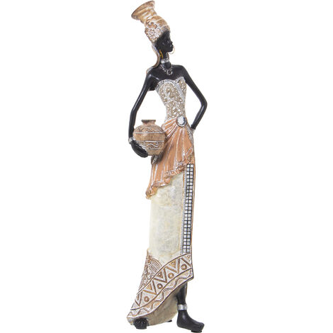 Figurine Africaine en Résine Blanc/Or 12X11X46 Cm (1/5)