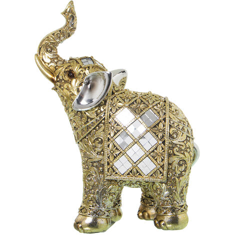 Figurine/miroirs en résine éléphant doré 17x8x23 cm (1/2)