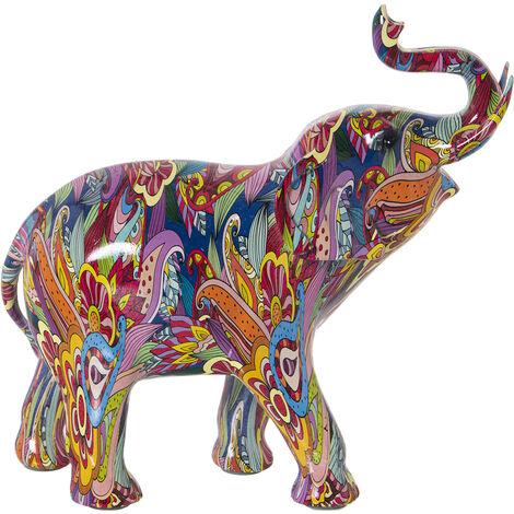 Figurine éléphant en résine multicolore Graffiti 30X12X28 Cm (1/4)