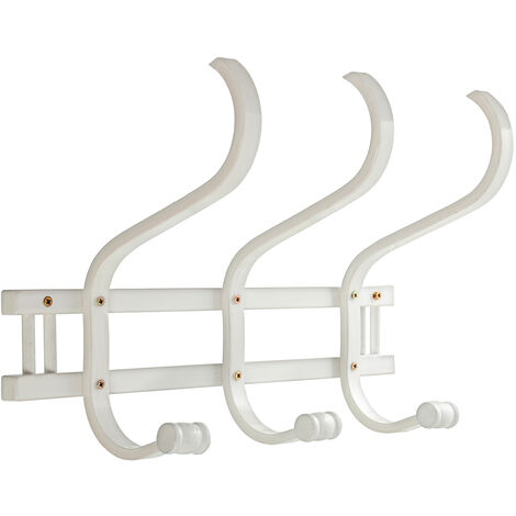 Portemanteau mural en bois 3 brasblanc 45x21x30 cm, bois : bouleau+alam (1/2)