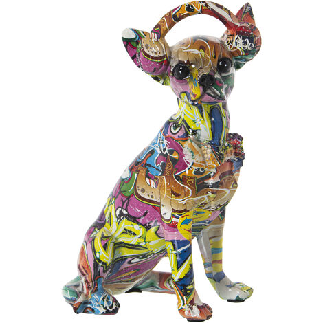 Figurine chien en résine graffiti multicolore 17X13X26 Cm (1/5)
