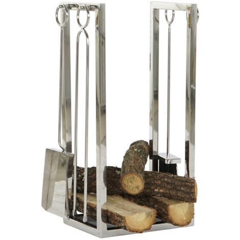 DKD Home Decor Support bois de chauffage Argenté 30x20x60 cm (1/5)