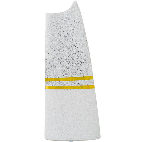 Vase en céramique argent/blanc à rayures dorées 17X10X40 Cm (1/4)
